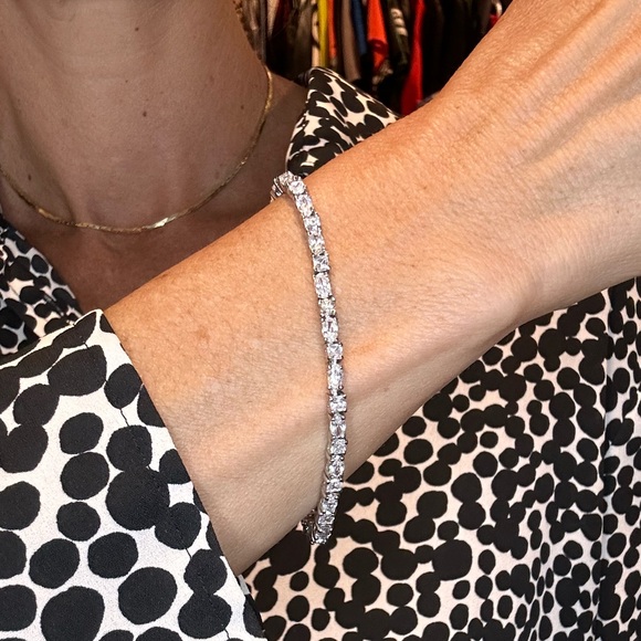 Swarovski Elements Crystals Sterling Silver Tennis Bracelet 4 mm New 7” - Picture 6 of 6